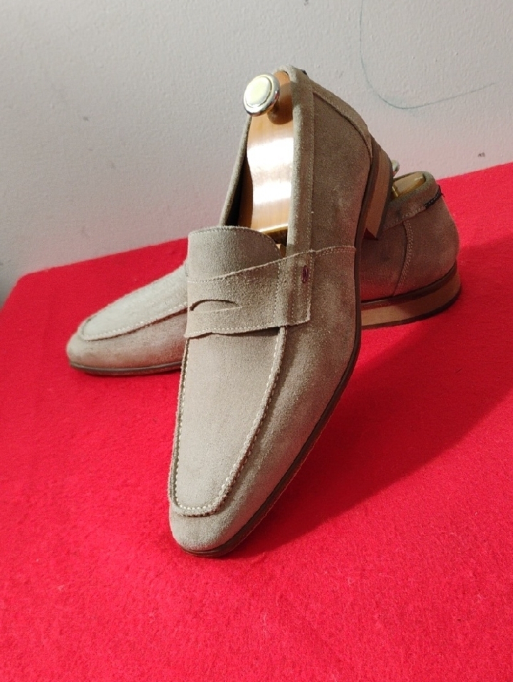 Bruno Magli Men's Suede Penny Loafers in Beige - Picture 5 of 10